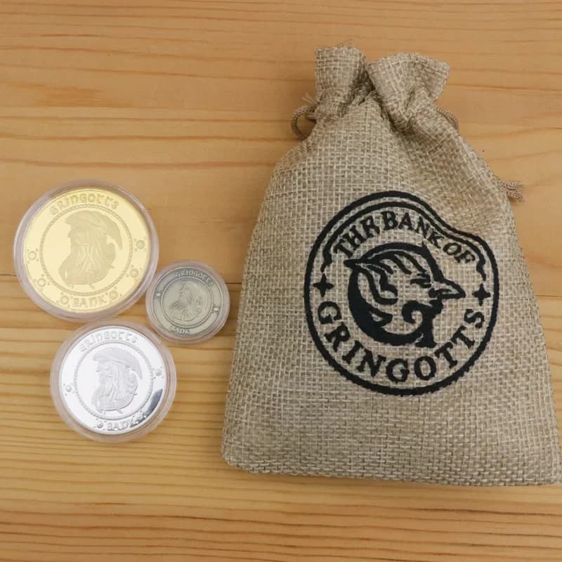 3 Gringotts coins with bag