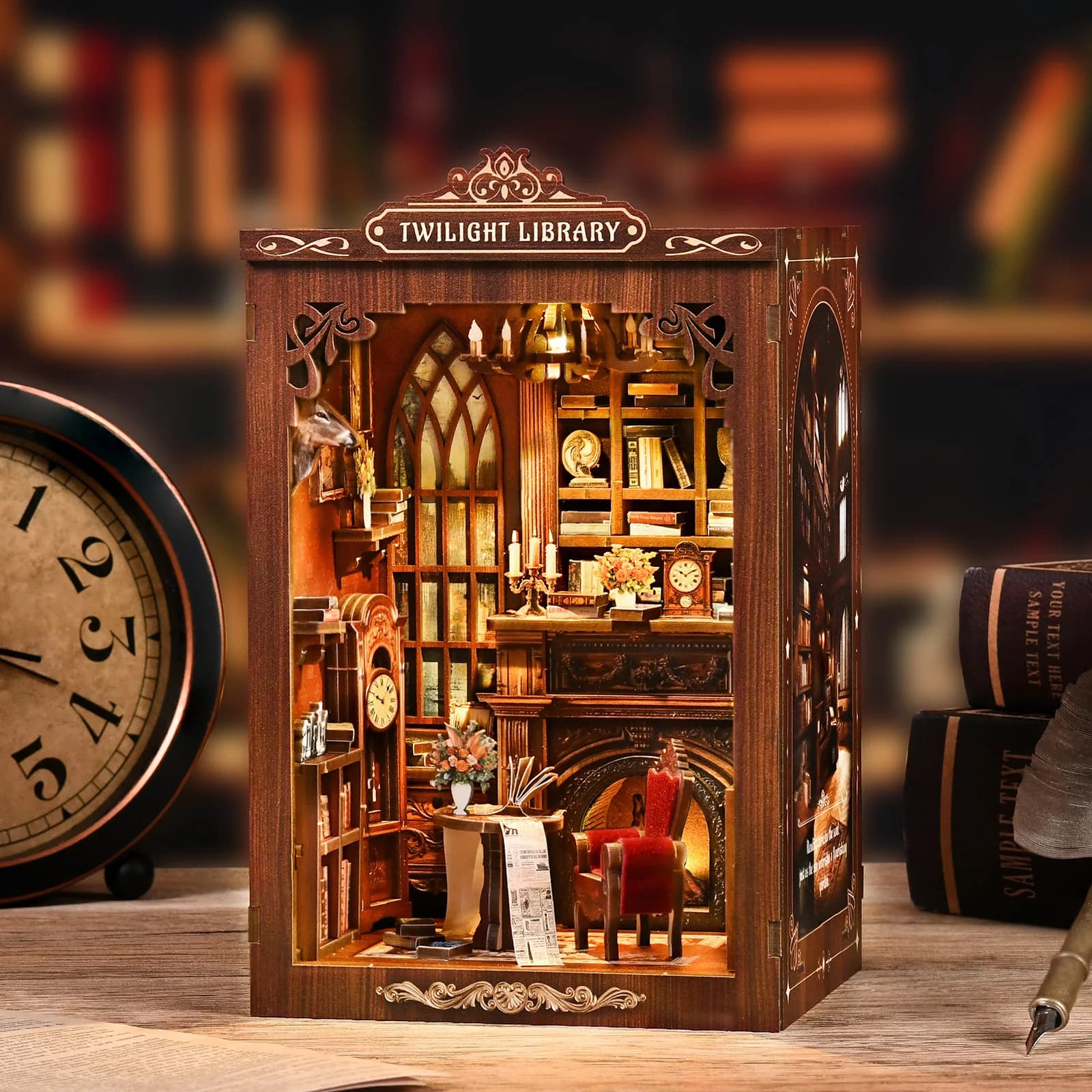DIY Twilight Library Book Nook Kit for Bookshelf