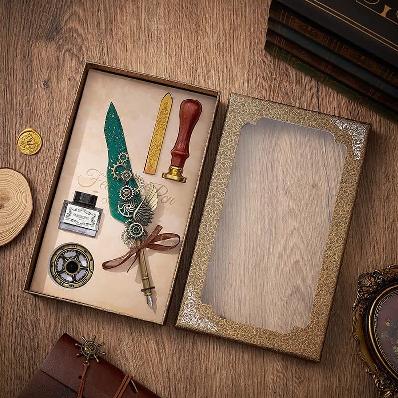 Calligraphy art wax stamp feather set - 5 pcs