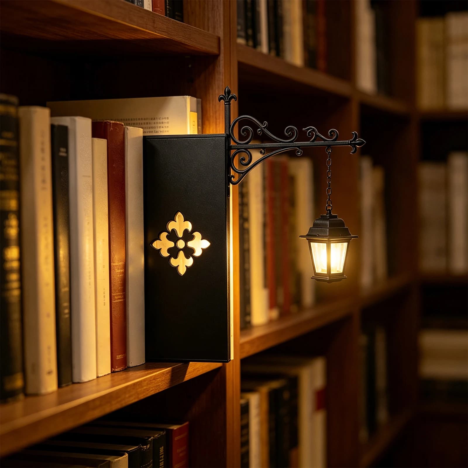 Bookshelf Library Antique Lantern